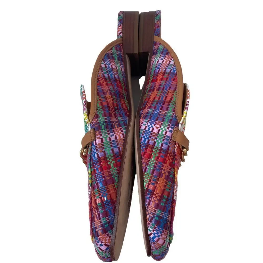 TORY BURCH MINI BENTON LOAFER SLIDE W/ CHARM IN POPPY RED MULTI SIZE US  10.5 M